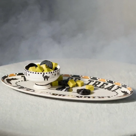 Anthropologie The Bistro Tile Stoneware Serving Platter: Halloween Edition